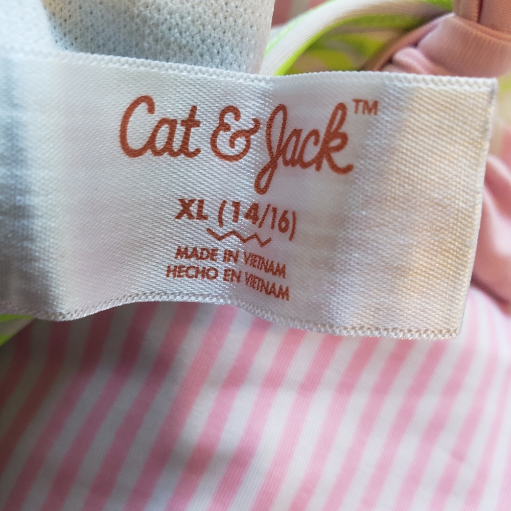 Cat & Jack Blue, Pink and Green One Piece Swimsuit V-Neck Design XL 14/16. NWOT - Picture 4 of 5